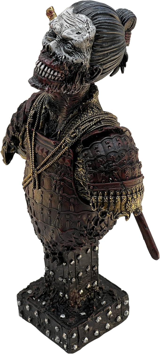 LOOYAR Resin Undead Japanische Samurai Zombie Büste Statue Skulptur Ornament Figur Handwerk für Zuhause Haus Wohnzimmer Veranda Dekoration Büro Schreibtisch Schreibtisch T Geschenk