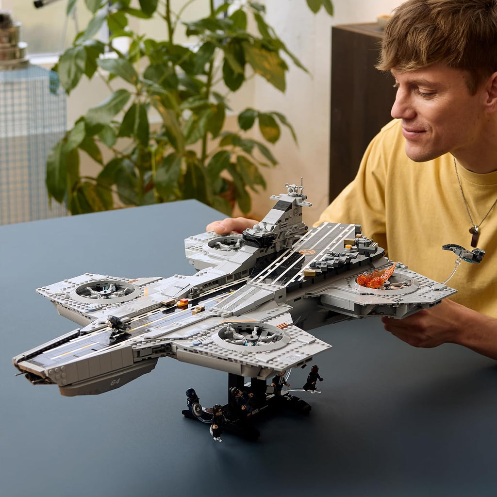 LEGO | Marvel S.H.I.E.L.D. Helicarrier - Aircraft Carrier Model Building Kit for Adults - 6 Minifigures incl. Captain America & Nick Fury - DIY Shelf Decor - Avengers Gift for Fans - 76354