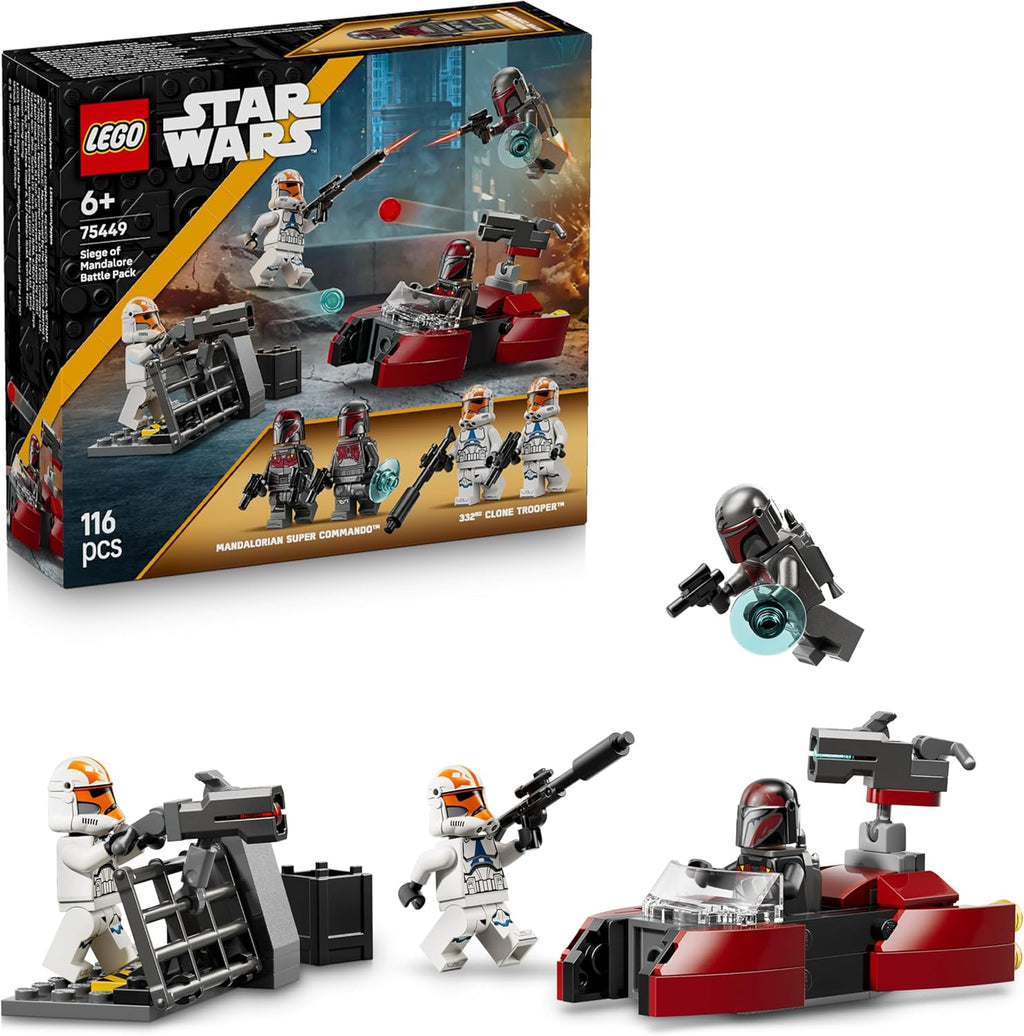 LEGO Star Wars 75449 Belagerung von Mandalore Battle Pack - Action-Spielzeug mit 2 Mandalorianer- & 2 Klontruppler-Minifiguren sowie Speederbike & Blastern - Geschenk für Kinder ab 6 Jahren & Fans
