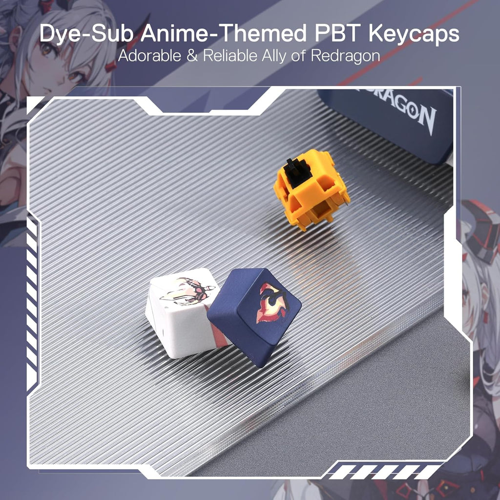 Redragon K686 PRO SE Anime Gasket Gaming Tastatur RGB 3 Modus 98 Tasten | Hot Swap Sockel Drehknopfsteuerung Geräuschdämpfende Pads Custom Hi Fi Linear