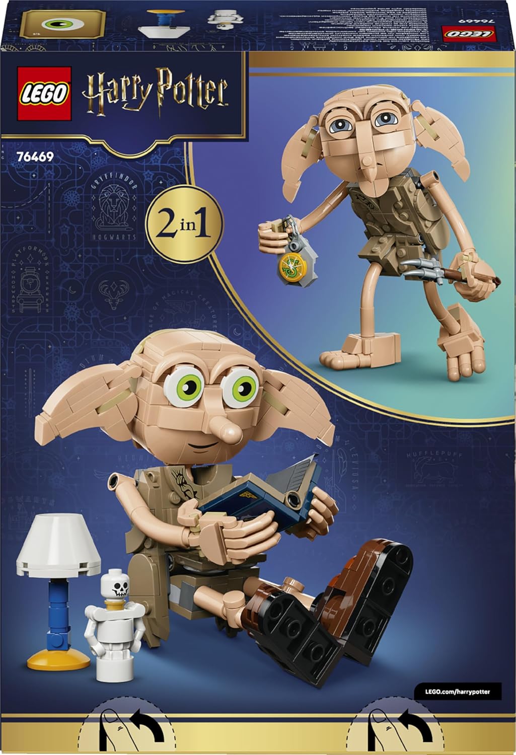 LEGO Harry Potter Dobby the Free Elf Toy - Model Convertible into a Kreacher Figure - DIY Kids' Room Decor - Gift for Girls, Boys, and Fans Ages 8+ - 76469