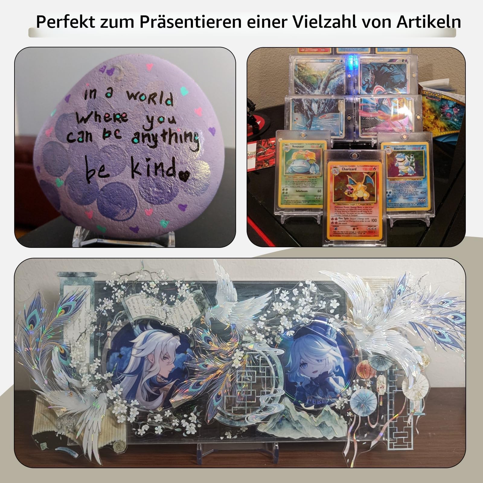 12 Stück Mini Kartenständer Display Ständer – Verstellbarer Acryl Display Ständer für Trading Cards, Graded Cards, PSA Karten, Baseballkarten und Sammelkarten