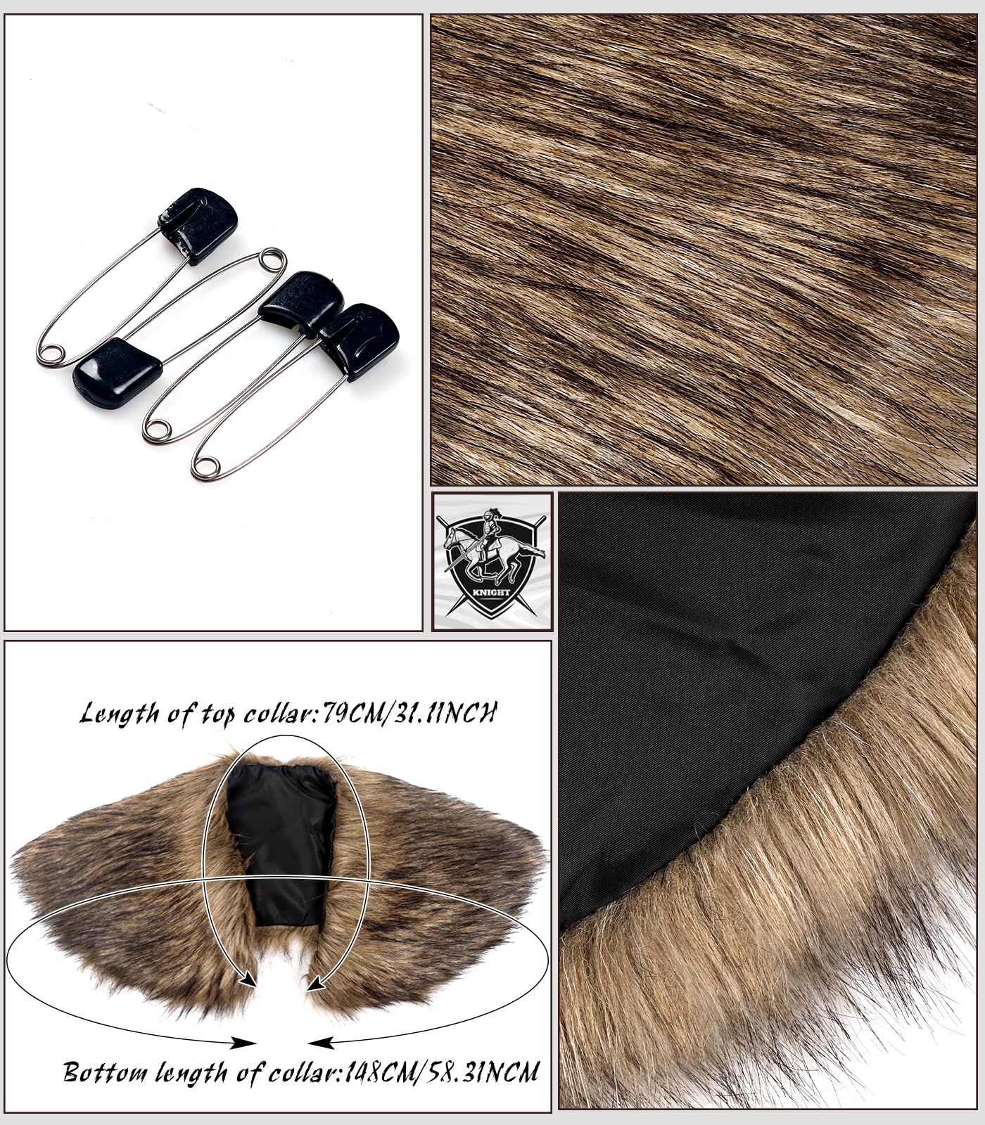 keland Viking Kunstfell Kragen für Männer Schal Capelet Wrap Kostüm Accessoire
