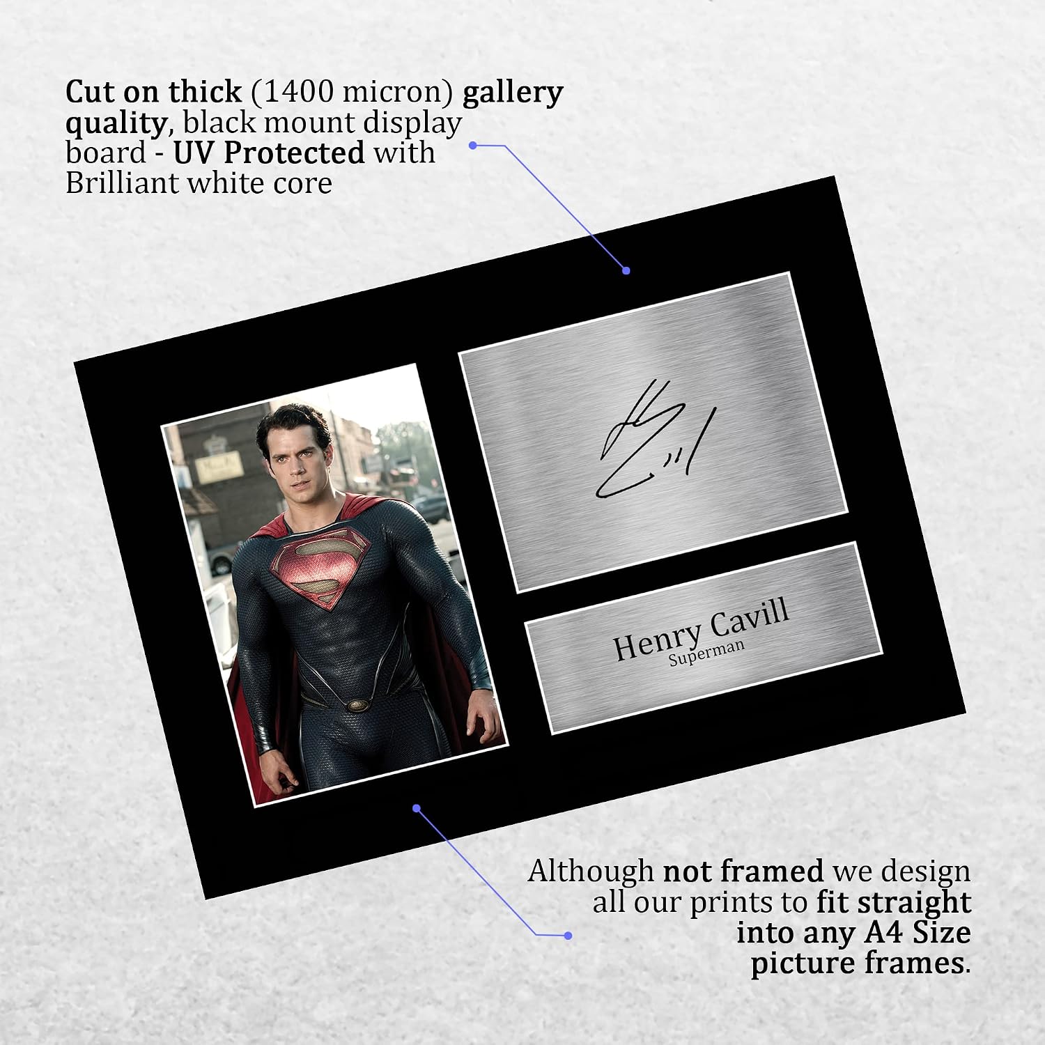 HWC Trading A4 Henry Cavill DCEU Superman Geschenke Geducktes Signiertes Autogramm Foto für Fans von Film Memorabilien - A4 Wanddekoration