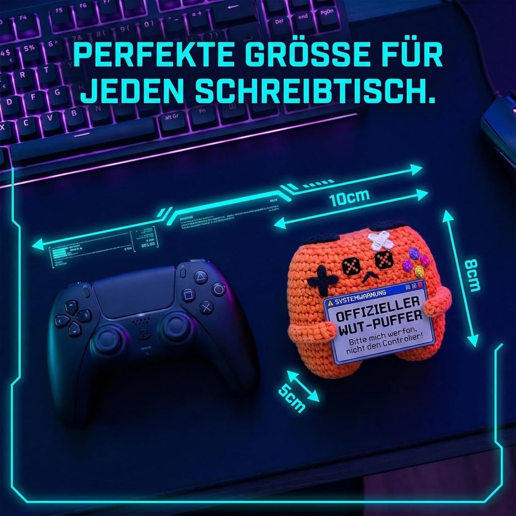 Lustige Geschenke für Männer & Teenager - Gehäkelter Gamecontroller als Gamer Geschenk, Anti Stress Kuscheltier, Zocker Geburtstagsgeschenk & Gaming Deko
