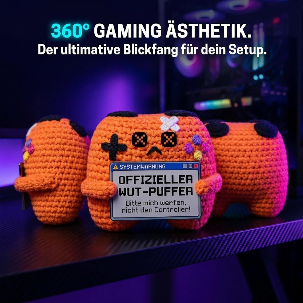 Lustige Geschenke für Männer & Teenager - Gehäkelter Gamecontroller als Gamer Geschenk, Anti Stress Kuscheltier, Zocker Geburtstagsgeschenk & Gaming Deko