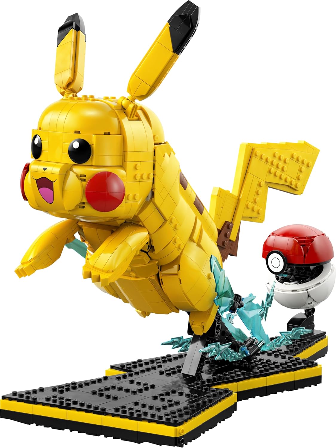 LEGO Pokémon Pikachu und Pokéball - Bauset für Erwachsene - Modellbau mit beweglicher Anime Figur und dynamischem Ständer - DIY Deko für Zimmer oder Schreibtisch - Geschenk für Gaming Fans - 72152