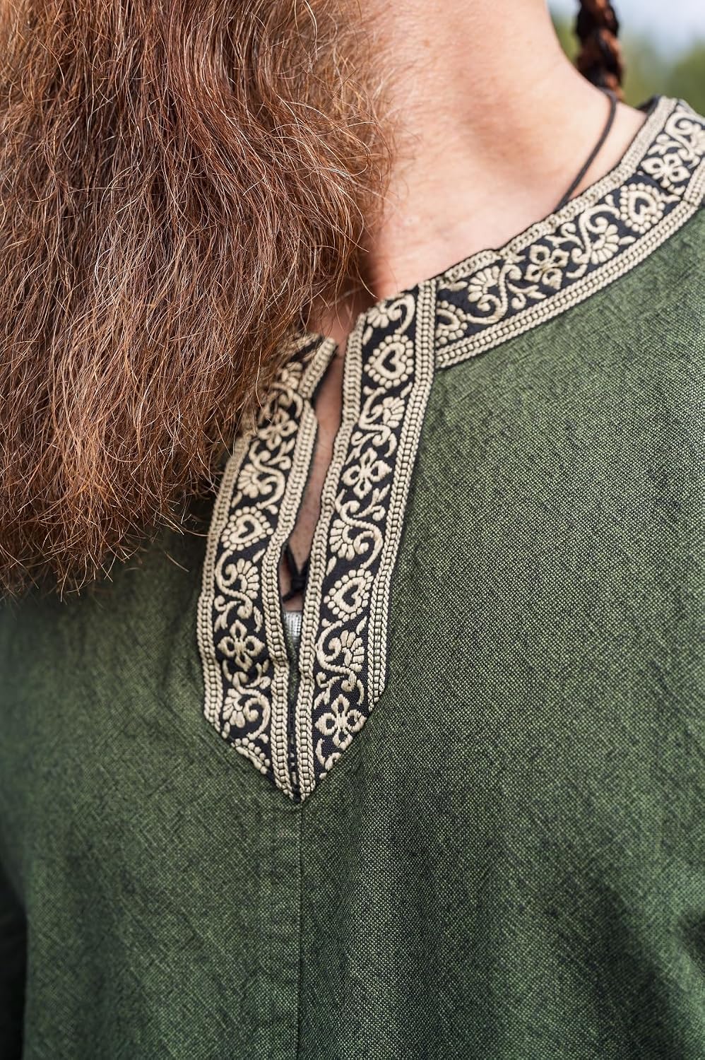Leonardo Carbone® Kurzarm Tunika Richard - Mittelalter Kleidung Herren, Mittelalter Hemd, Freizeithemden Kurzarm, Karneval Kostüm Herren, Wikinger Tunika, LARP Kleidung - 100% Baumwolle Grün XL