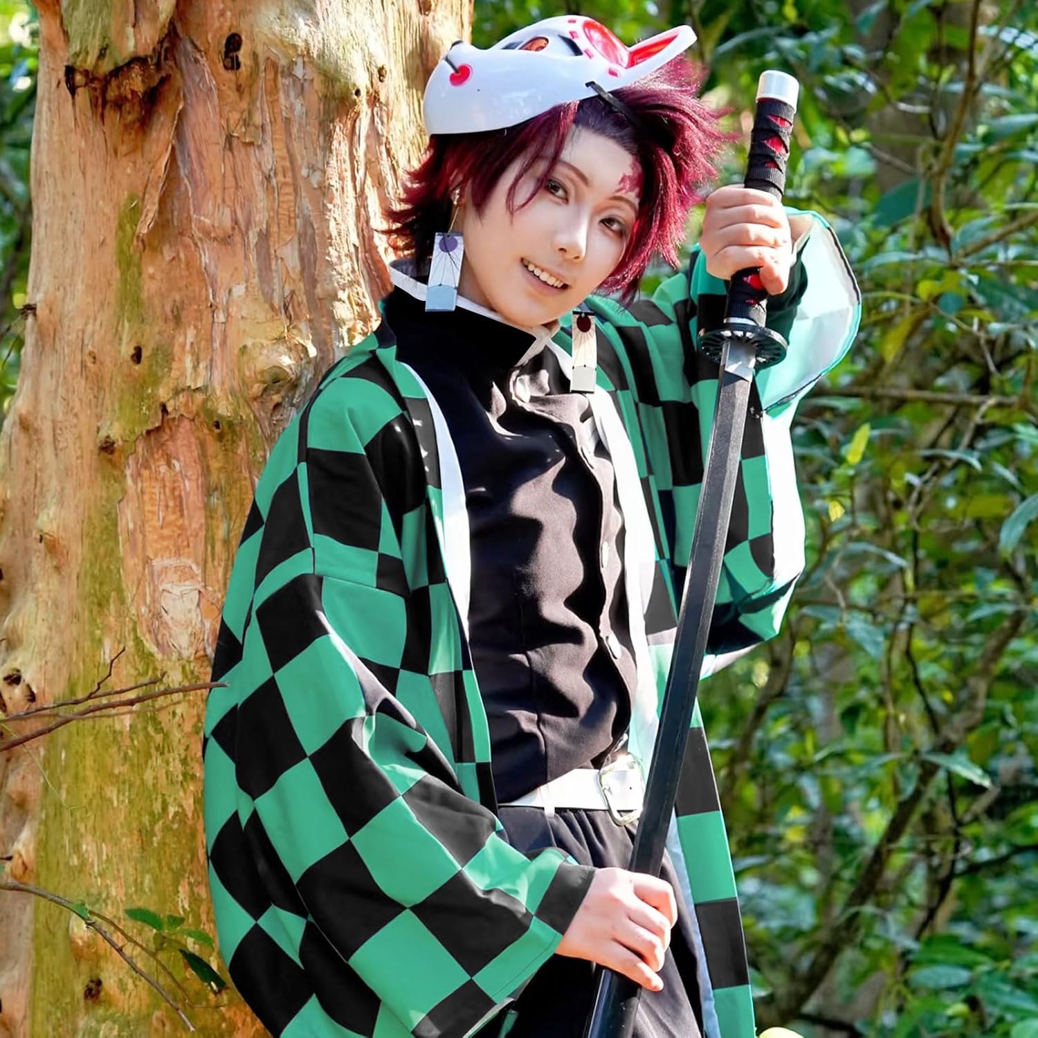 Bocguy Anime Cosplay, Giyuu/Shinobu/Mitsuri/Muichirou/Tanjiro/Nezuko/Zenitsu Anime Kostüm Erwachsene, Animecharakter Kimono Uniform für Karneval Halloween Cosplayparty AnimeConventions