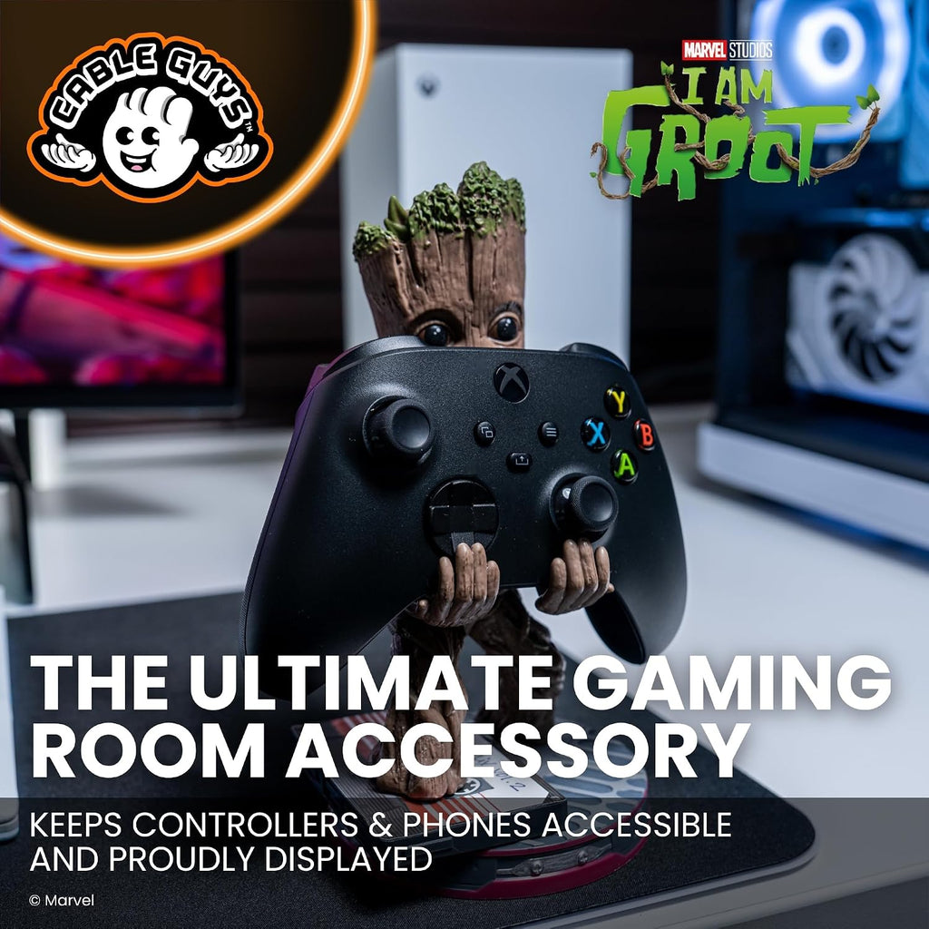 Cableguys Marvel Smiley Toddler Groot Controller Halter & Handy Ständer - Gaming Zubehör für Schreibtisch-Setup, Ständer Kompatibel mit Xbox-, PlayStation- & den meisten Standard-Controllern