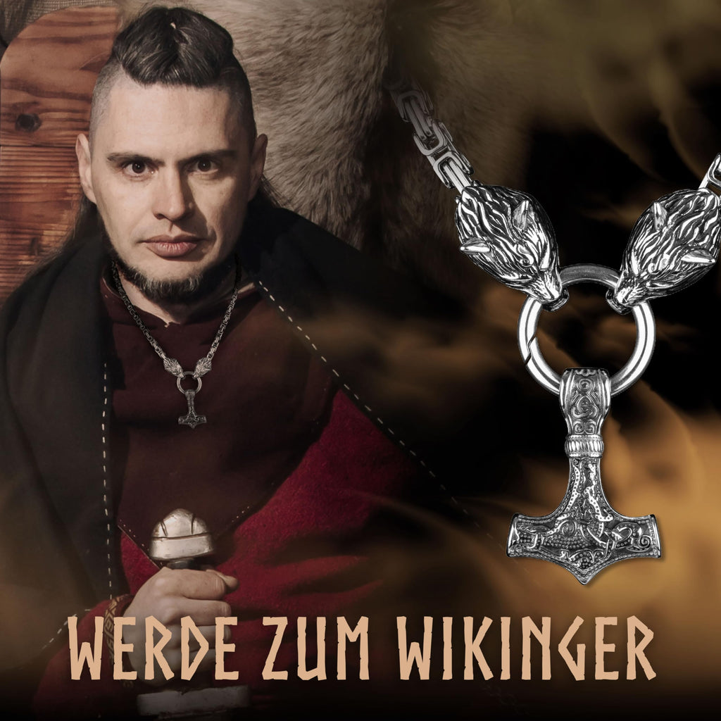 VIKING CRAFT Wikinger Halskette Herren Edelstahl - 60cm Wikinger Schmuck Kette Herren - Wikinger Deko, Wikinger Kette, Wikinger Geschenke für Männer Schmuck, LARP