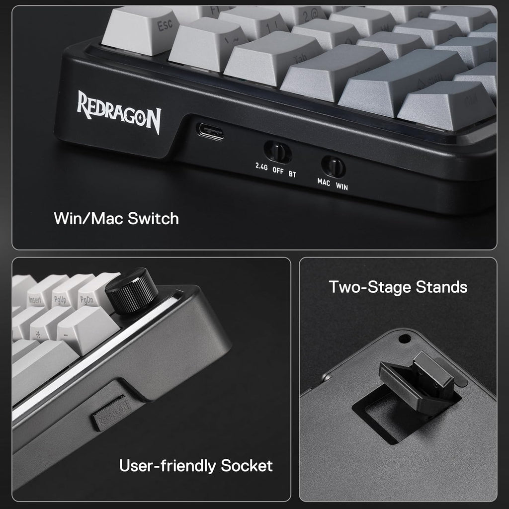 Redragon K686 PRO SE Anime Gasket Gaming Tastatur RGB 3 Modus 98 Tasten | Hot Swap Sockel Drehknopfsteuerung Geräuschdämpfende Pads Custom Hi Fi Linear
