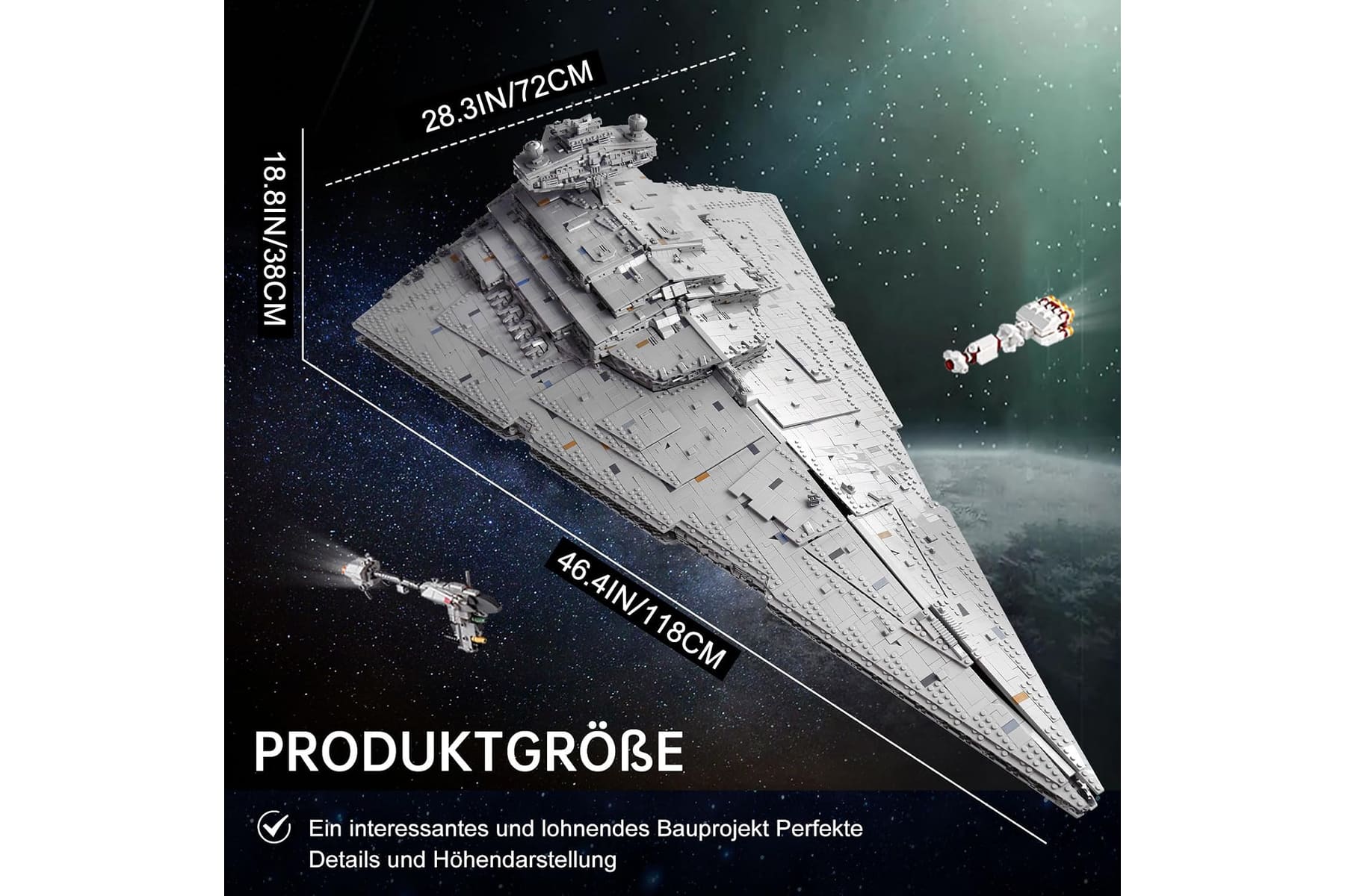 13135 Imperial Star Destroyer Toy with 3 Mini Spaceships, 11885 Building Blocks Technic Star Destroyer, Collectible for Adults, compatible with UCS Super Star Destroyer