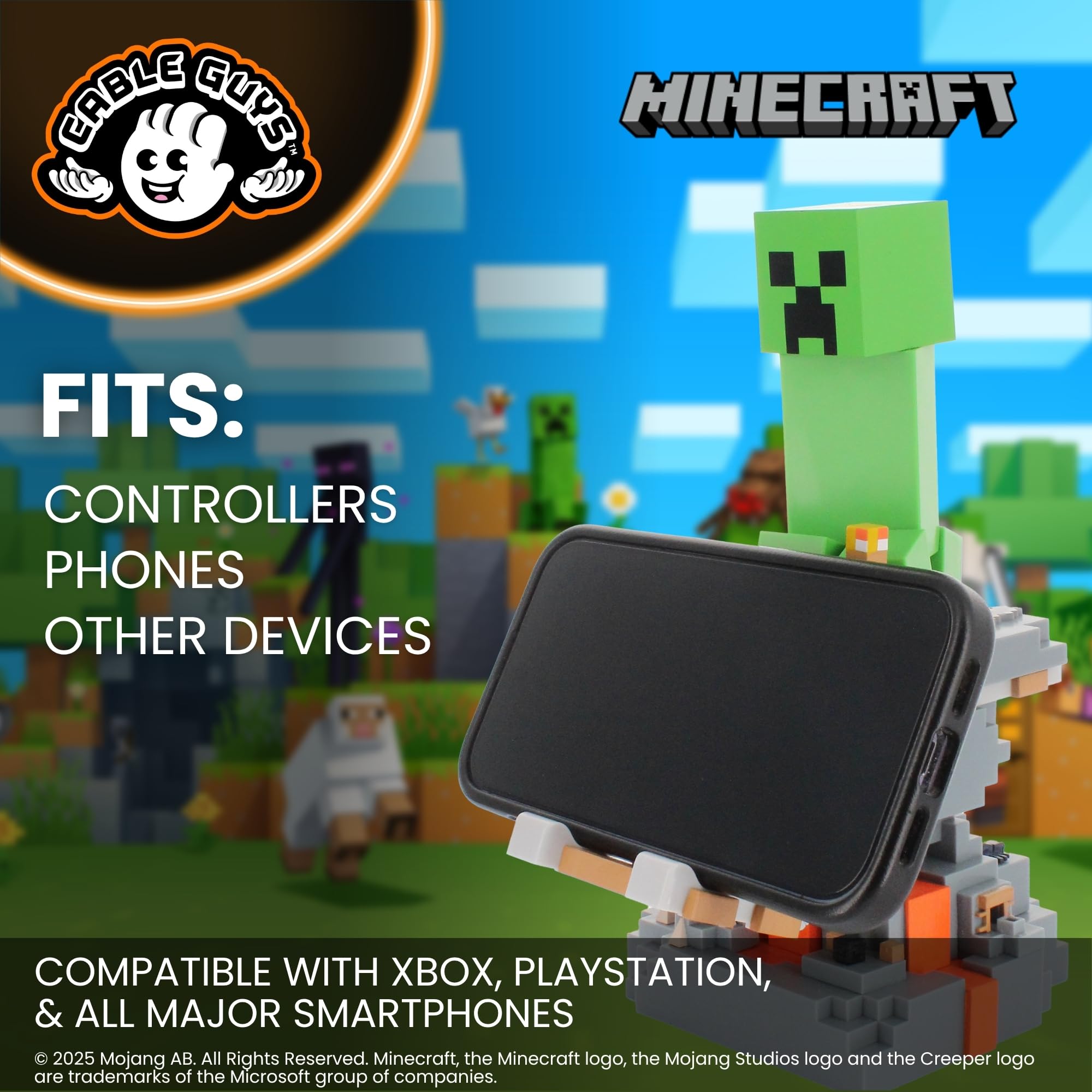 Cableguys Minecraft Steve in Diamond Armour Controller Halter & Handy Ständer - Gaming Zubehör für Schreibtisch-Setup, Ständer Kompatibel mit Xbox-, PlayStation- & den meisten Standard-Controllern