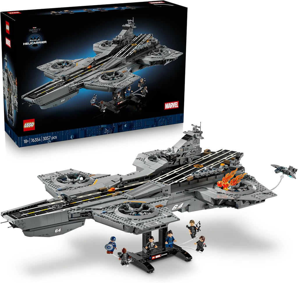 LEGO | Marvel S.H.I.E.L.D. Helicarrier - Aircraft Carrier Model Building Kit for Adults - 6 Minifigures incl. Captain America & Nick Fury - DIY Shelf Decor - Avengers Gift for Fans - 76354