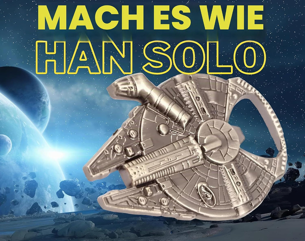 Han Solo's Millennium Falke Flaschenöffner in Raumschiff-Optik | 60 x 48mm, Star Wars Fan Geschenk, Geschenk Kind Mann Frau