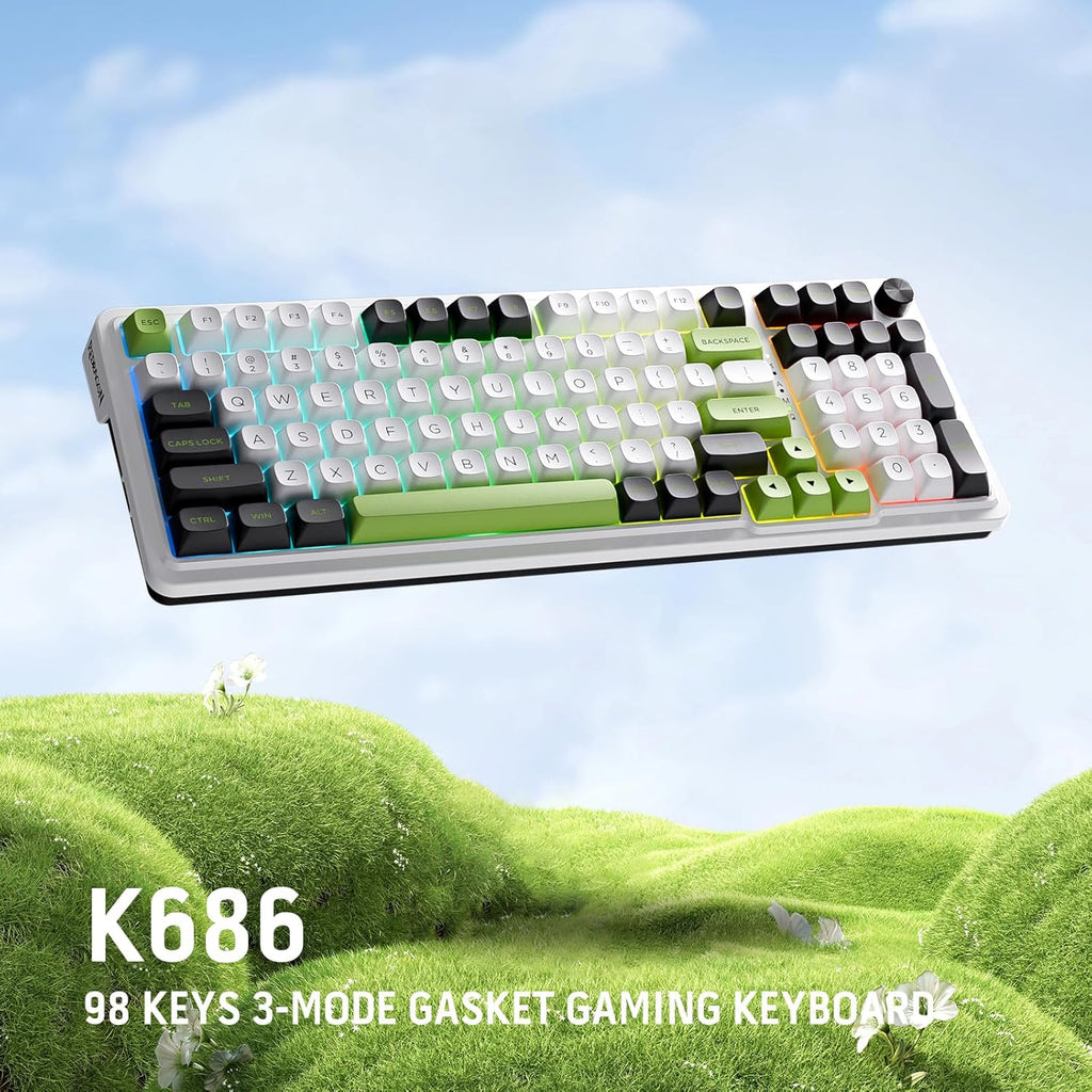 Redragon K686 PRO SE Anime Gasket Gaming Tastatur RGB 3 Modus 98 Tasten | Hot Swap Sockel Drehknopfsteuerung Geräuschdämpfende Pads Custom Hi Fi Linear