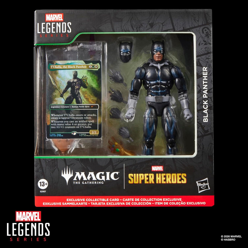 Marvel Legends Series Marvel Super Heroes Magic: The Gathering Black Panther, Action-Figur (15 cm) Plus Exklusive Foil-Sammelkarte für das Trading Card Spiel