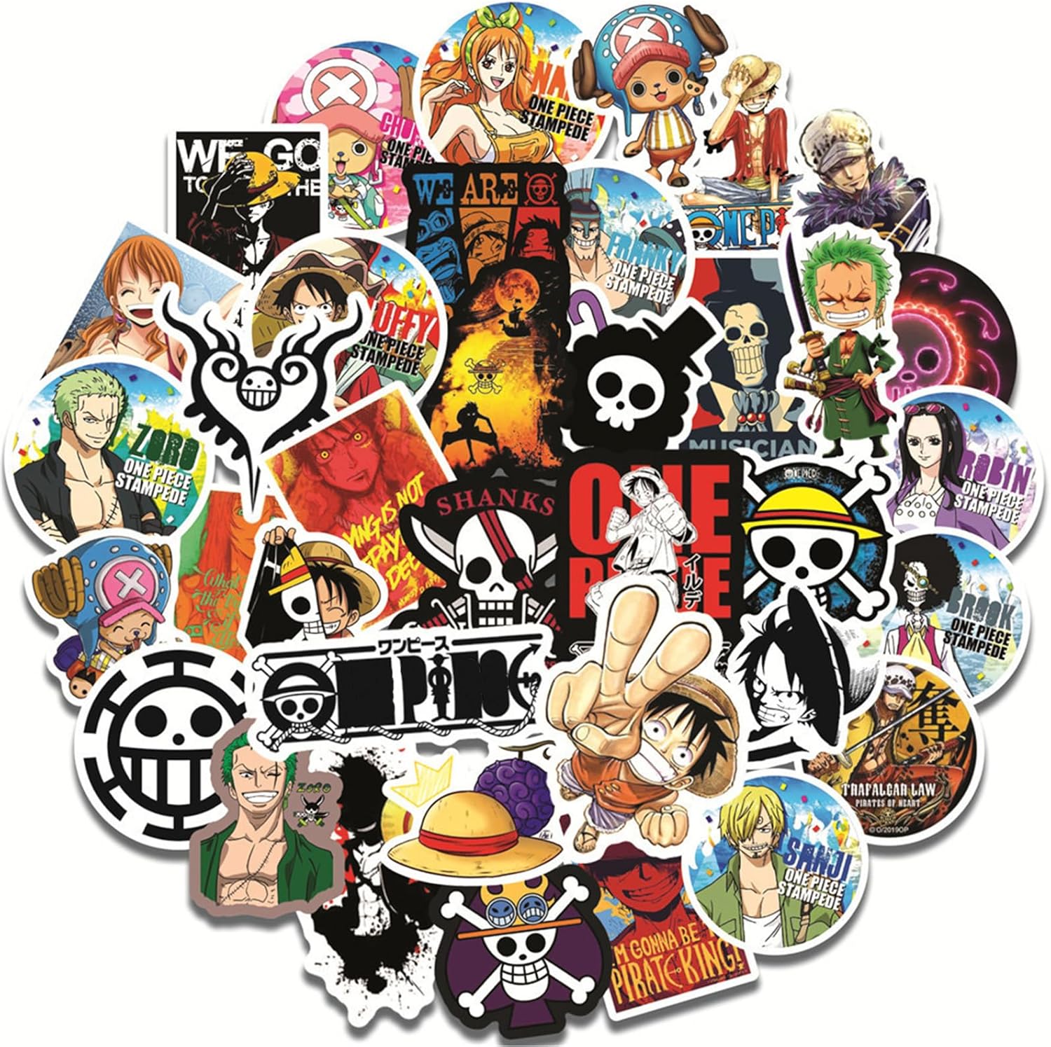 One Piece Stickers, 100 Pcs Waterproof Stickers Ubephant Style Decals Computer Skateboard Luggage Stickers Gifts for Kids