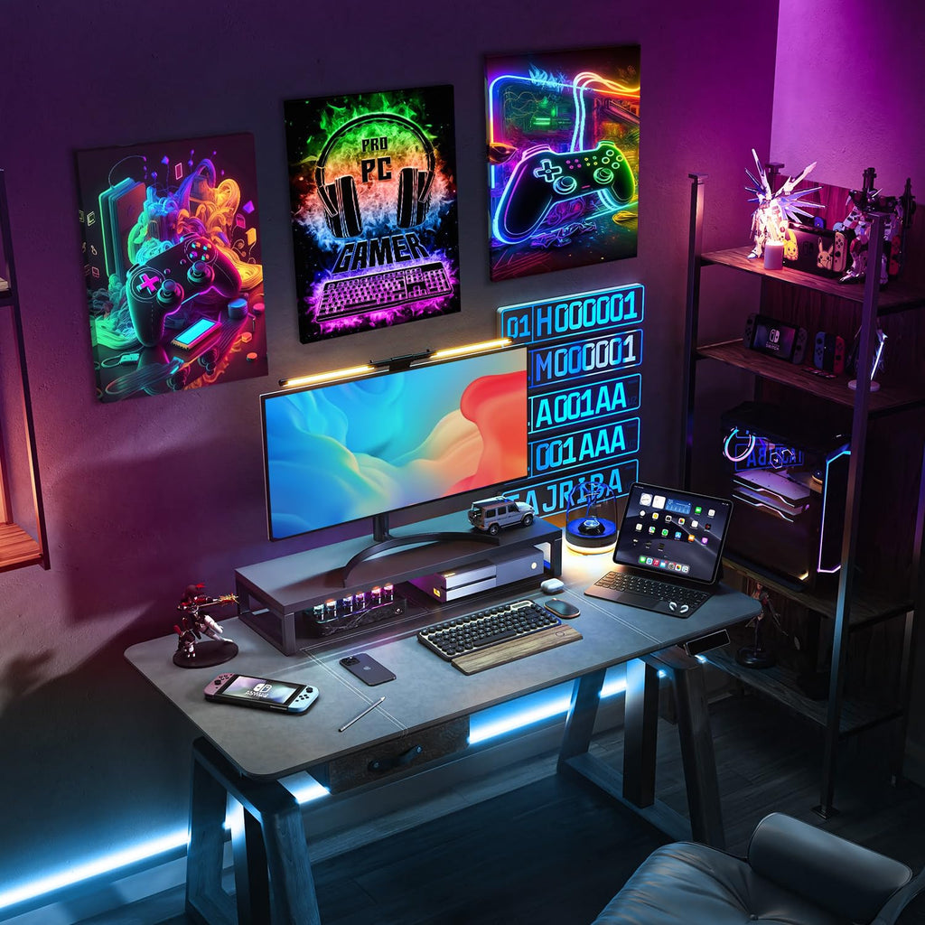 Dazzlewall 3Pcs Spiel WandBilder Cool Neon Gaming Bilder für Teen Jungen Zimmer Schlafsaal Spiel Zimmer Dekor 30×40 cm Ungerahmt