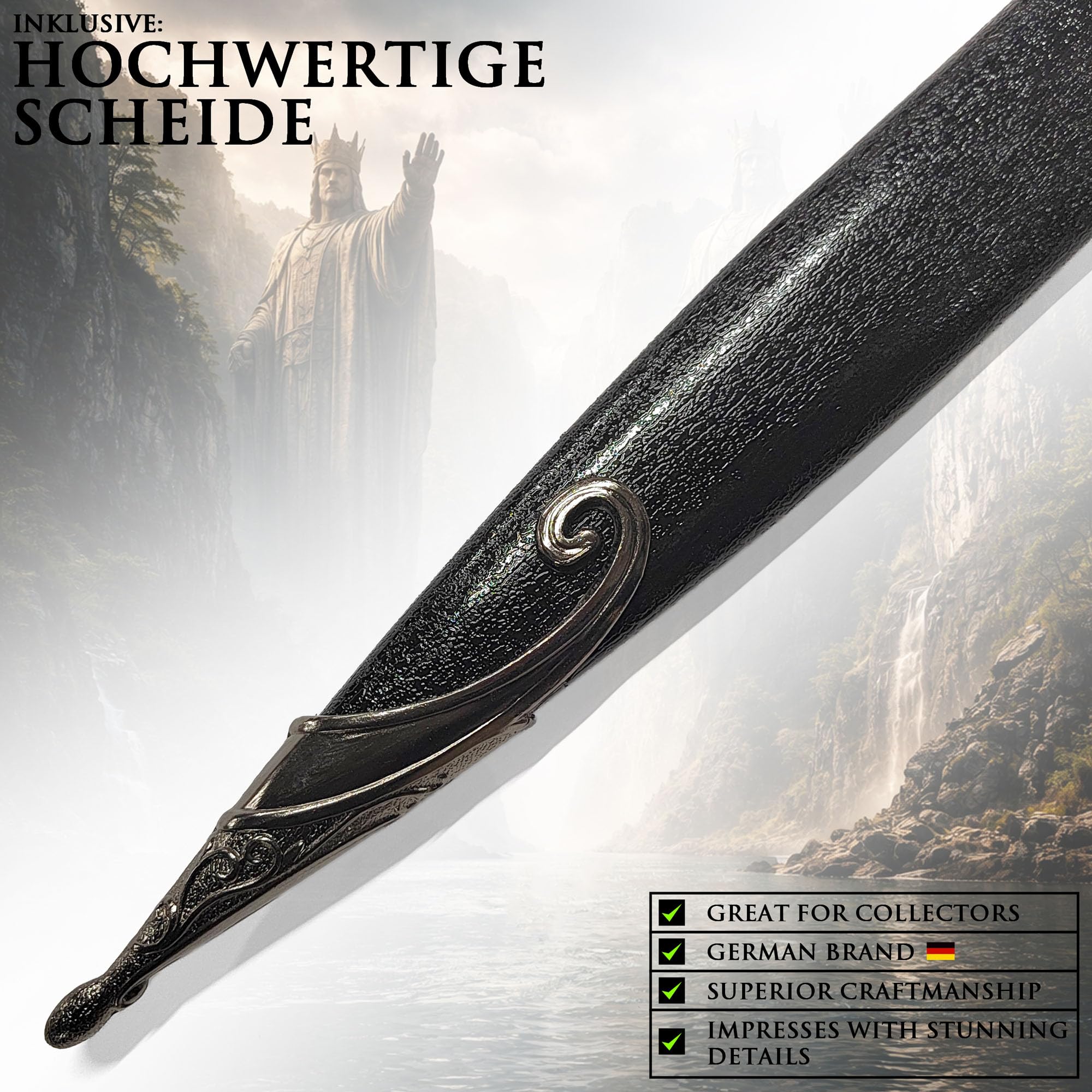 Der Herr der Ringe - LOTR Schwert, Filmschwert, echt, aus Stahl, Der Hobbit, Zauberer Merch, Aragorn Sword, Deko für Sammler und als Geschenk