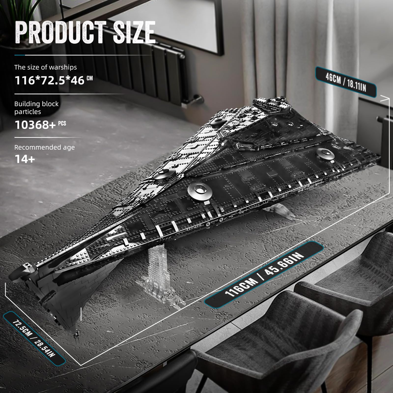 13135 Imperial Sternenzerstörer Spielzeug mit 3 Mini-Raumschiffen,11885 Klemmbausteine Technik Sternenzerstörer, Sammlerstück für Erwachsene,kompatibel mit UCS Super Star Destroyer