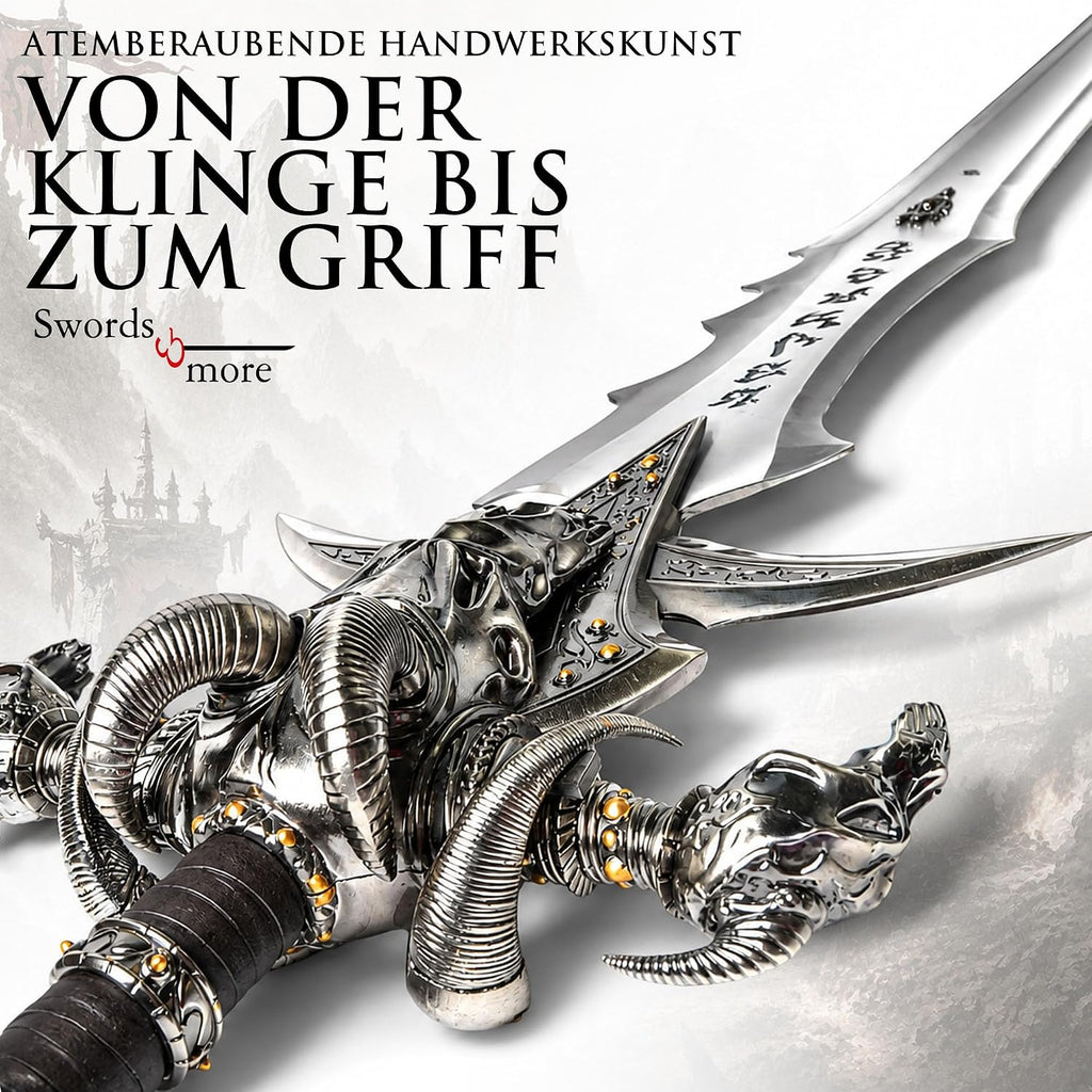 Swords and more Frostmourne Schwert Replik, Lich King Frostmourne Schwert Replikat 106 cm, World of Warcraft, Gaming Deko, Schwert aus Metall für Wow Cosplay, Deko Schwert & Gamer Geschenk