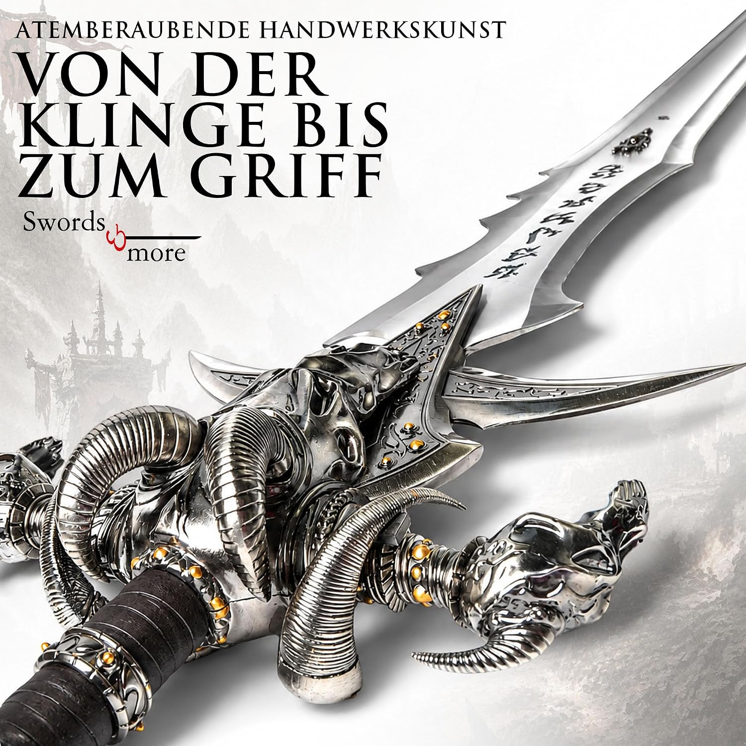 Swords and more Frostmourne Schwert Replik, Lich King Frostmourne Schwert Replikat 106 cm, World of Warcraft, Gaming Deko, Schwert aus Metall für Wow Cosplay, Deko Schwert & Gamer Geschenk