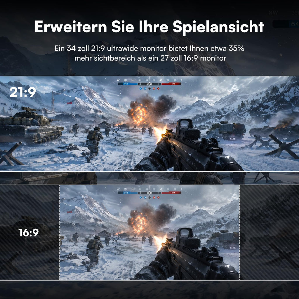 34 Zoll Ultrawide Curved Gaming Monitor, 165Hz, 1ms MPRT, UWQHD