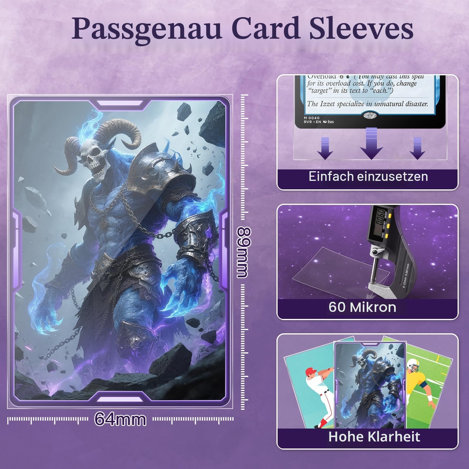 600ct Sammelkartenhülle Perfekte Passform MTG Kartenhüllen Sportkartenschutz für Fotokarte, Standard TCG Karten Sleeve Fit für Magic Baseball Card 66 * 91 mm (600)