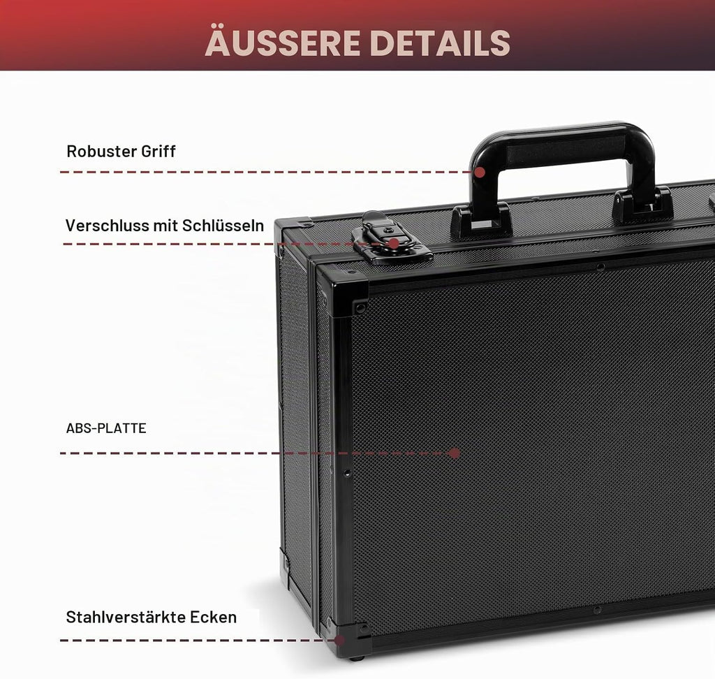 ProCase Stoßfest Toploader Sammelkarten Aufbewahrungsbox, Aluminiumstruktur-Schließfach mit Verstellbaren Teiler für 600+ Toploader, Magnetkartenhalter, MTG, TCG, Yugioh, Sportkarten -Schwarz