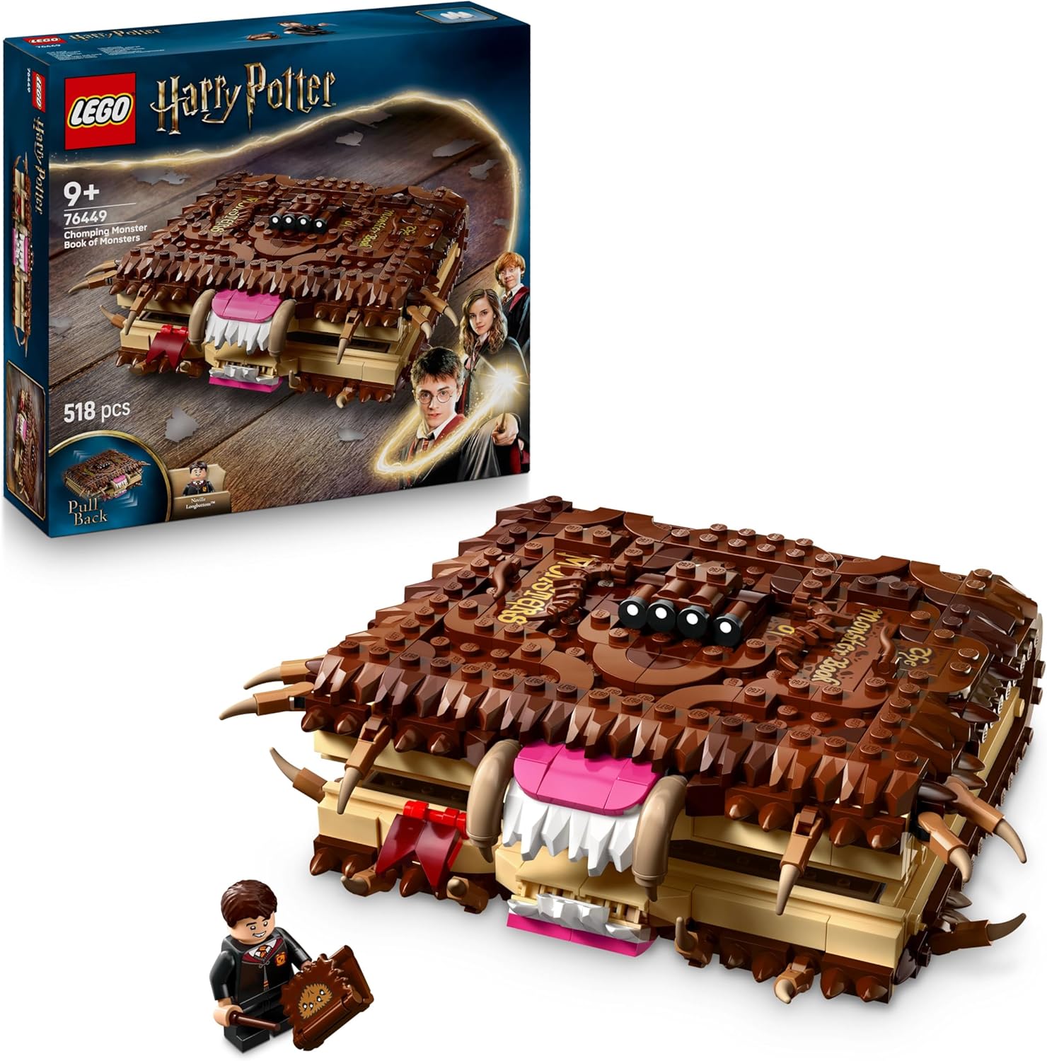 LEGO Harry Potter The Monster Book of Monsters - Interactive Toy with Pull-Back Motor and Biting Mouth - with Neville Longbottom Mini-Figure - Gift for Kids, Harry Potter Fans - 76449