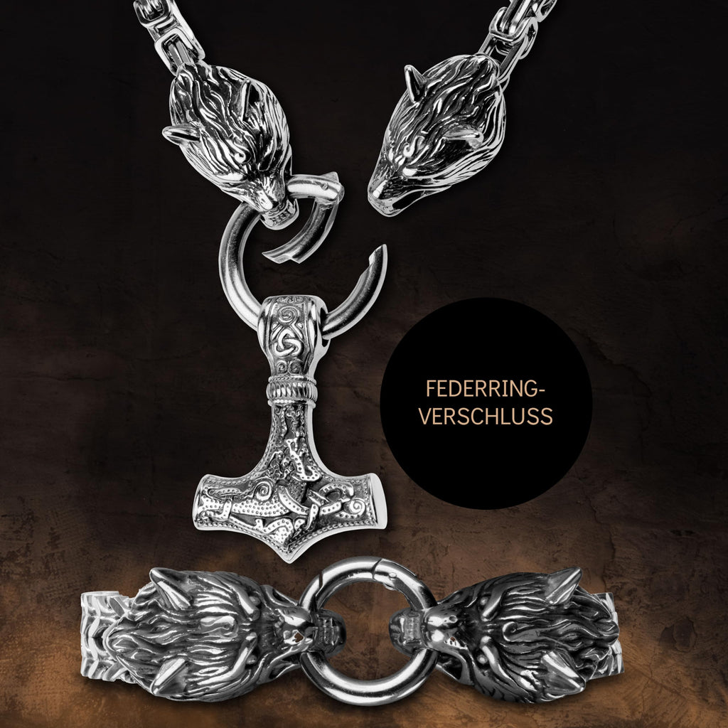 VIKING CRAFT Wikinger Halskette Herren Edelstahl - 60cm Wikinger Schmuck Kette Herren - Wikinger Deko, Wikinger Kette, Wikinger Geschenke für Männer Schmuck, LARP