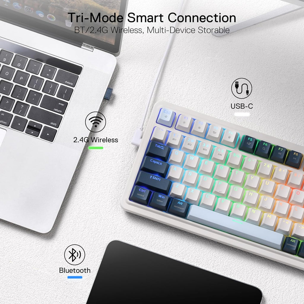 Redragon K686 PRO SE Anime Gasket Gaming Tastatur RGB 3 Modus 98 Tasten | Hot Swap Sockel Drehknopfsteuerung Geräuschdämpfende Pads Custom Hi Fi Linear