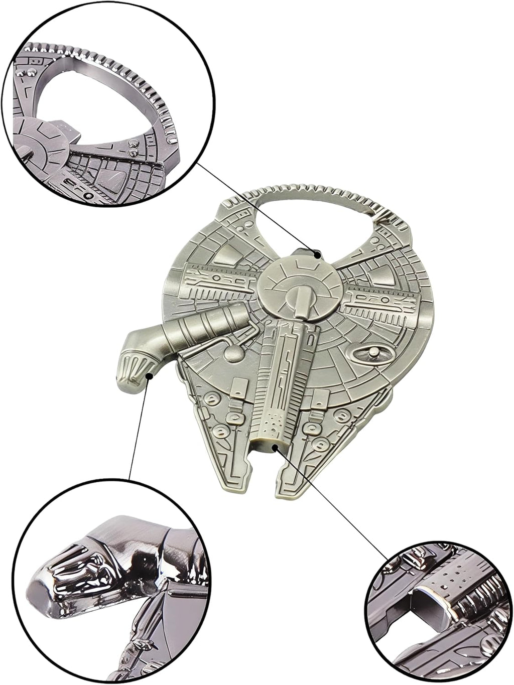 Han Solo's Millennium Falke Flaschenöffner in Raumschiff-Optik | 60 x 48mm, Star Wars Fan Geschenk, Geschenk Kind Mann Frau