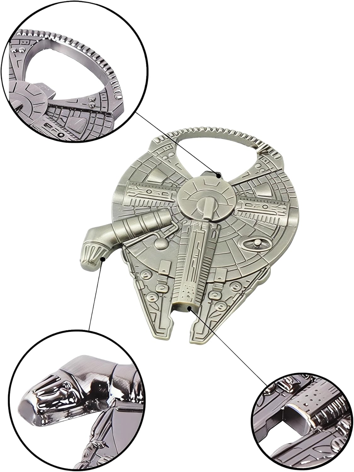 Han Solo's Millennium Falke Flaschenöffner in Raumschiff-Optik | 60 x 48mm, Star Wars Fan Geschenk, Geschenk Kind Mann Frau