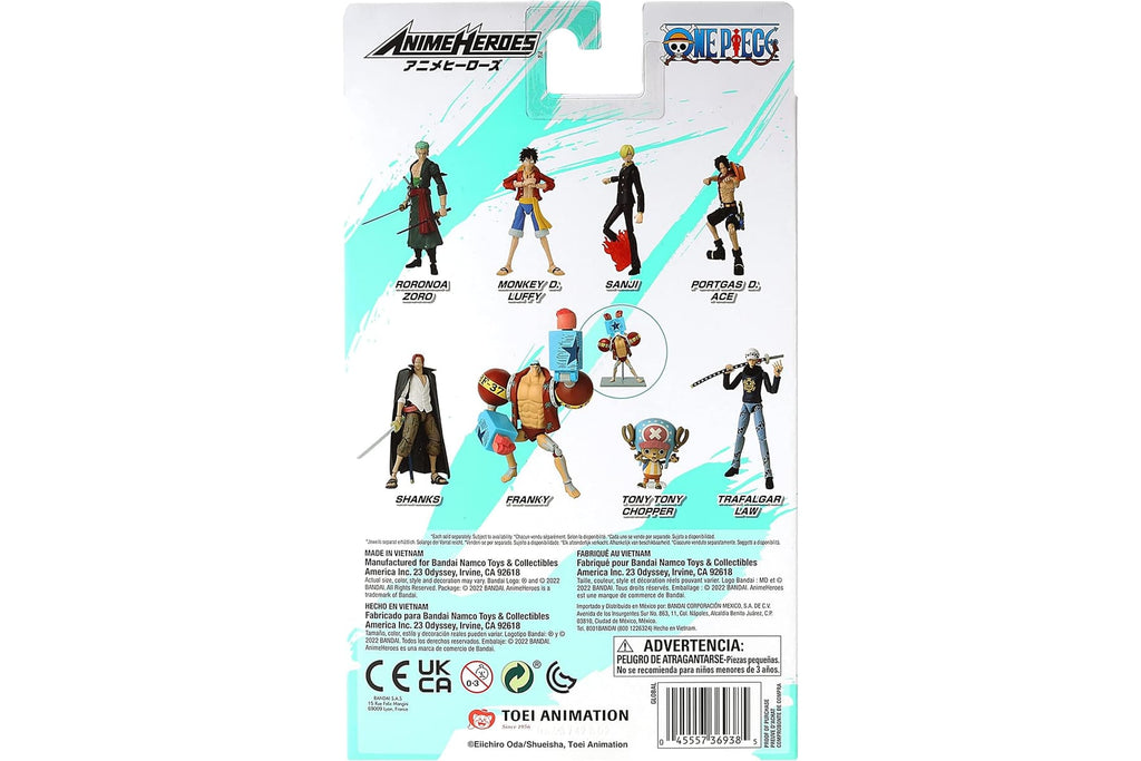 BANDAI – Anime Heroes – One Piece Figur – Lorenor Zorro 17 cm Three Sword Style – Offizielle Lizenz One Piece – Bewegliche Manga Figur Zorro 3 Schwerter – Spielzeug für Kinder ab 4 Jahren – 37052