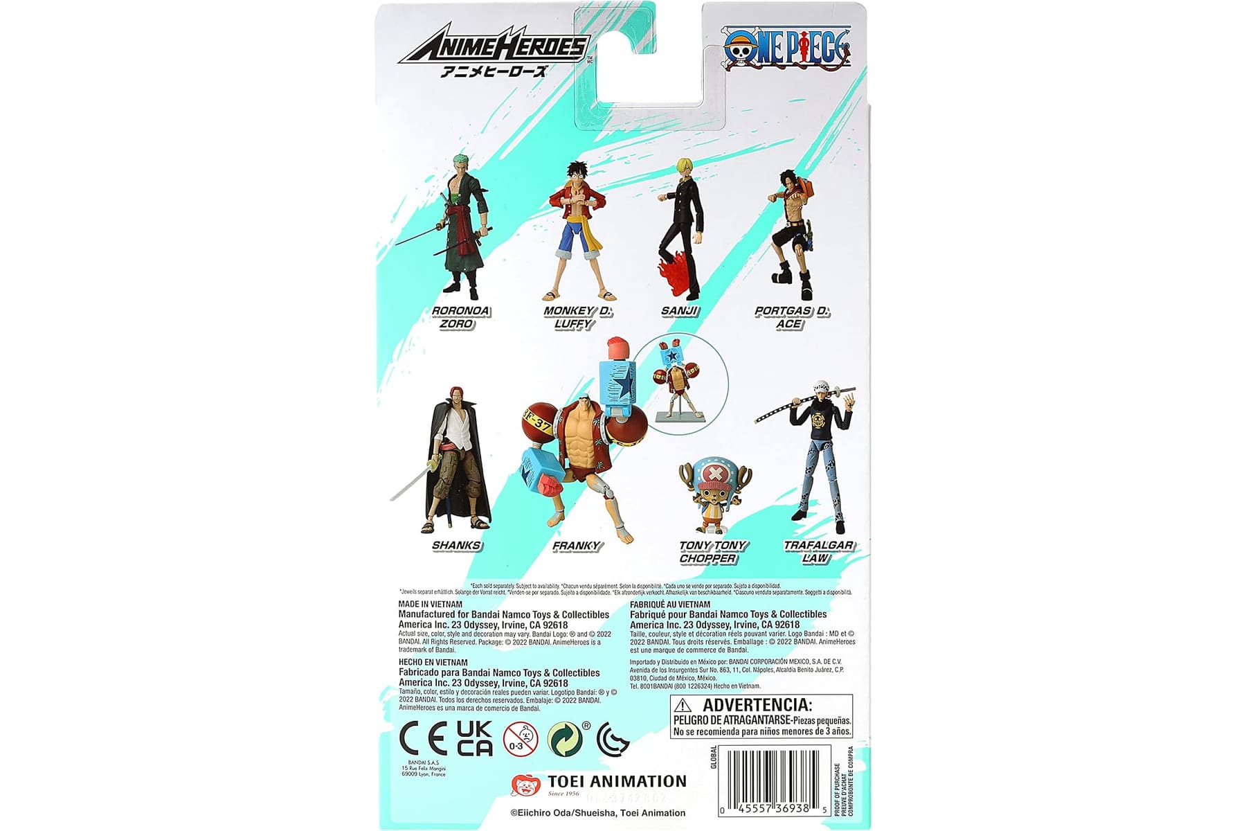 BANDAI – Anime Heroes – One Piece Figur – Lorenor Zorro 17 cm Three Sword Style – Offizielle Lizenz One Piece – Bewegliche Manga Figur Zorro 3 Schwerter – Spielzeug für Kinder ab 4 Jahren – 37052