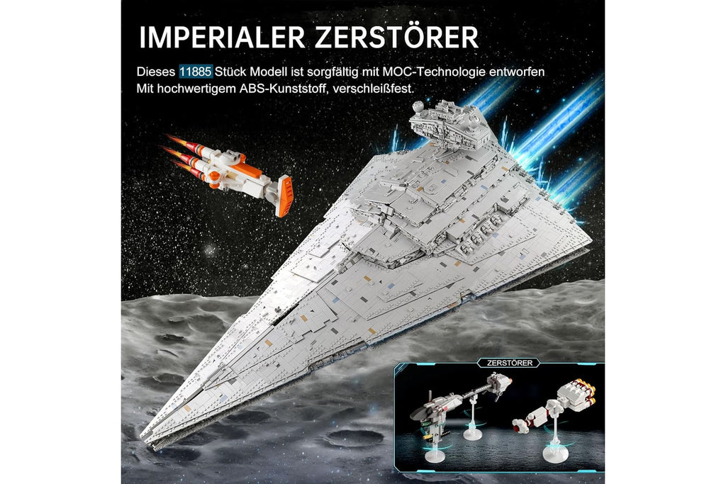 13135 Imperial Star Destroyer Toy with 3 Mini Spaceships, 11885 Building Blocks Technic Star Destroyer, Collectible for Adults, compatible with UCS Super Star Destroyer