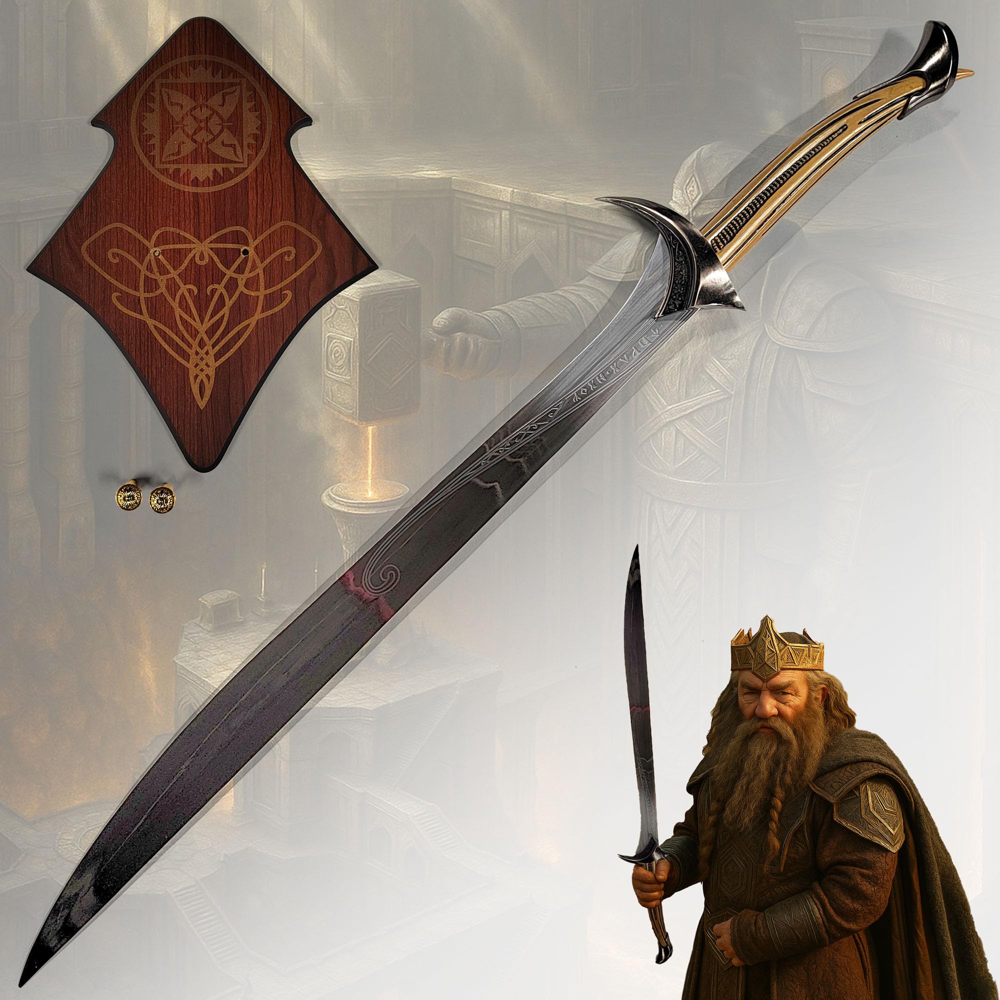 Der Herr der Ringe - LOTR Schwert, Filmschwert, echt, aus Stahl, Der Hobbit, Zauberer Merch, Aragorn Sword, Deko für Sammler und als Geschenk