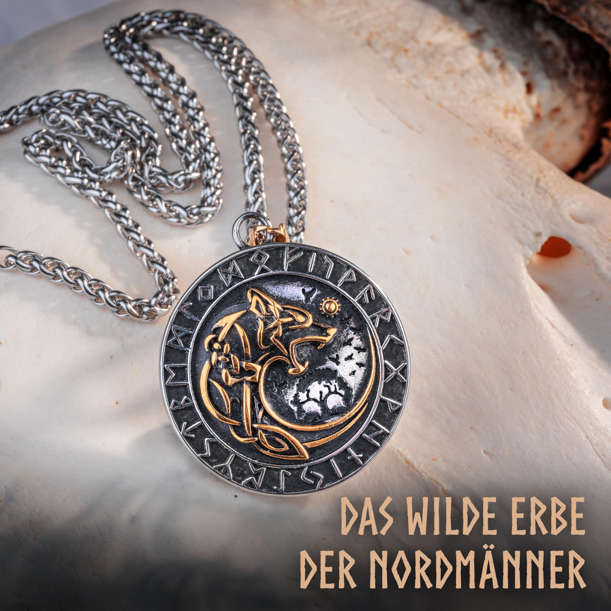 VIKING CRAFT Wikinger Halskette Herren Edelstahl - 60cm Wikinger Schmuck Kette Herren - Wikinger Deko, Wikinger Kette, Wikinger Geschenke für Männer Schmuck, LARP