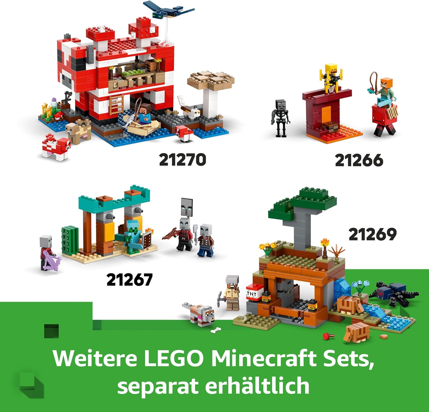 LEGO Minecraft Das Babyschwein-Haus - Interaktives Spielzeug mit Einer Helden Figur, Schwein, Biene, Zombie Piglin - Kinder Gaming Geschenk für Mädchen und Jungen ab 7 Jahren - 21268