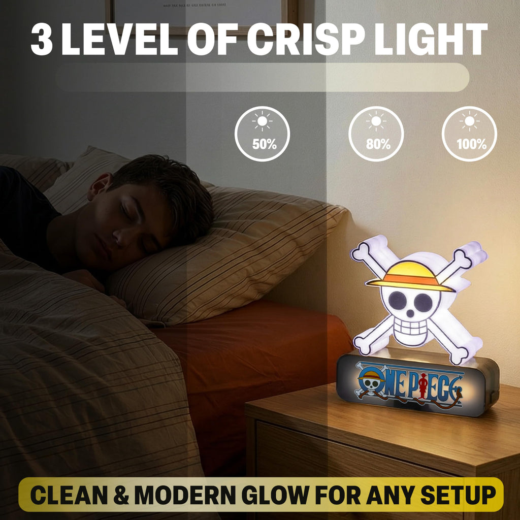 One Piece Skull 3D LED Nachtlicht, Straw Hat Tischlampe mit 3 Helligkeitsstufen, USB oder Batterie, Tragbar Weißes Licht LED lampe, Anime Geschenke für Zimmer Deko (Mehrfarbig 3D Skull)