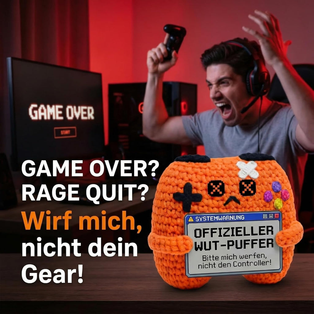 Lustige Geschenke für Männer & Teenager - Gehäkelter Gamecontroller als Gamer Geschenk, Anti Stress Kuscheltier, Zocker Geburtstagsgeschenk & Gaming Deko