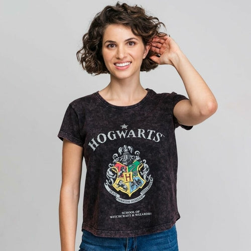 Women's Short Sleeve T-Shirt Harry Potter Grey Dark Grey
