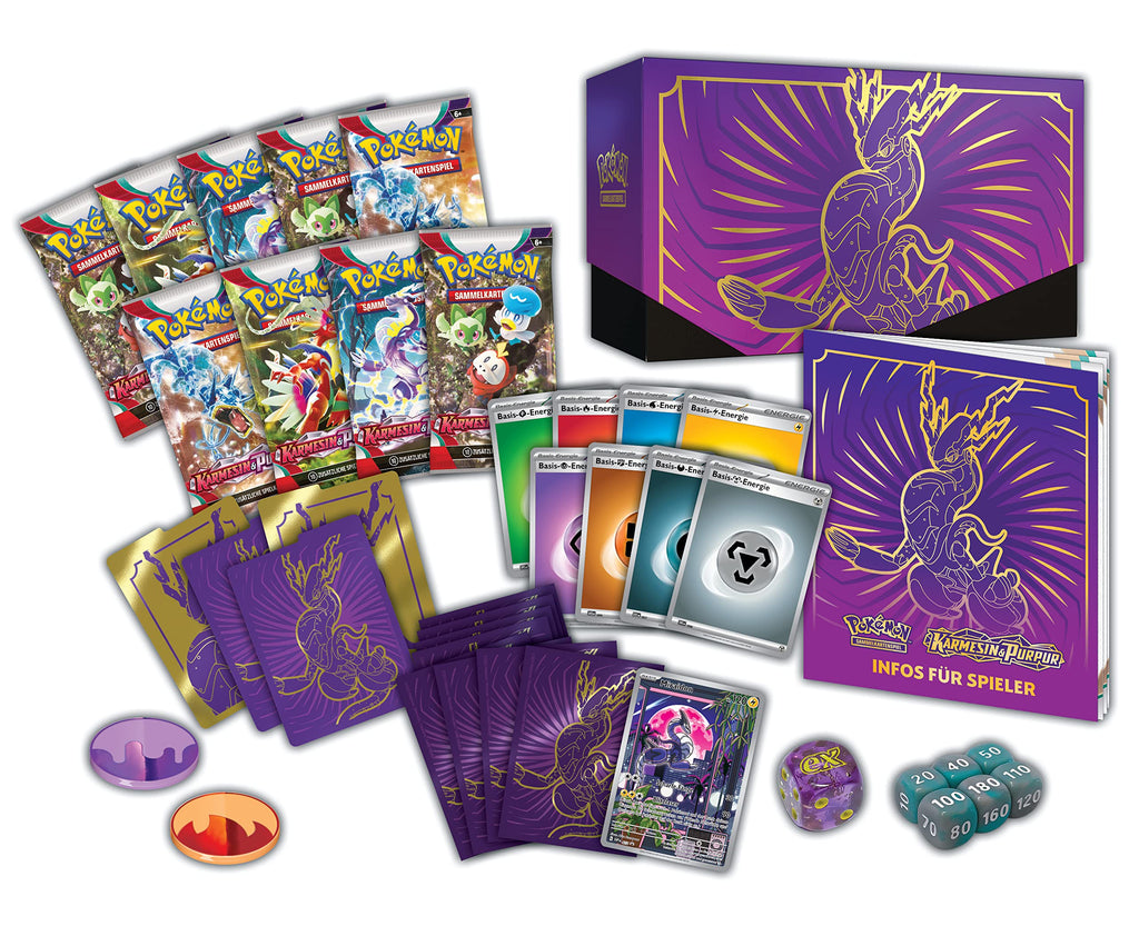 Pokémon-Sammelkartenspiel: Top-Trainer-Box Karmesin & Purpur (Koraidon) (9 Boosterpacks & Premium-Zubehör)