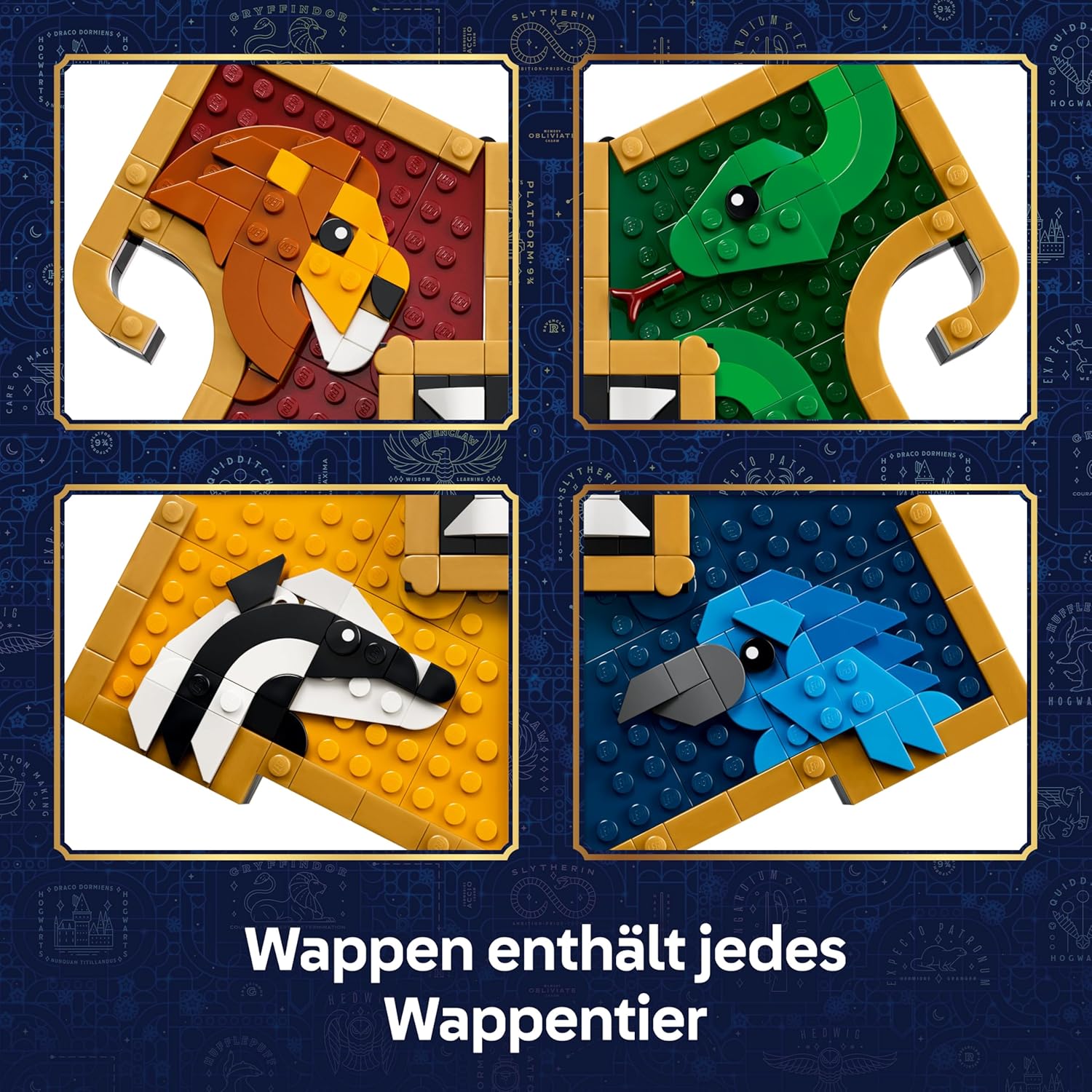 LEGO Harry Potter Hogwarts Hauswappen - Wanddeko 3D Modell mit Tieren - DIY Deko fürs Kinderzimmer - Geburtstagsgeschenk für Mädchen, Jungen und Teenager ab 12 Jahren - 76462