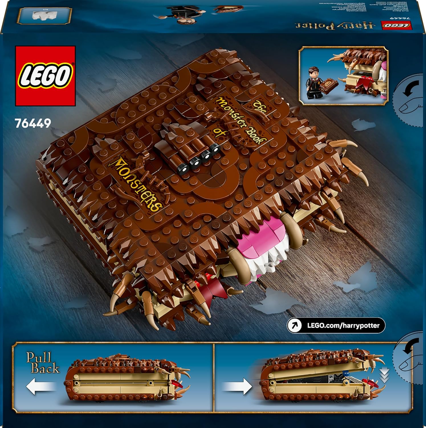 LEGO Harry Potter The Monster Book of Monsters - Interactive Toy with Pull-Back Motor and Biting Mouth - with Neville Longbottom Mini-Figure - Gift for Kids, Harry Potter Fans - 76449