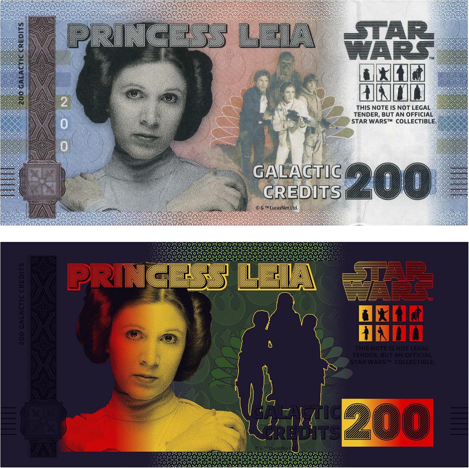 Star Wars Sammlerbanknote – Princess Leia Collectible Note – Limitierte Edition – mit goldenem Hologramm und UV-Effekten – Kein Spielzeug