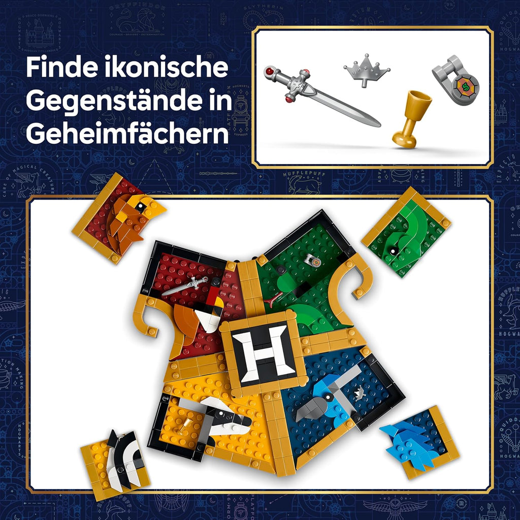 LEGO Harry Potter Hogwarts Hauswappen - Wanddeko 3D Modell mit Tieren - DIY Deko fürs Kinderzimmer - Geburtstagsgeschenk für Mädchen, Jungen und Teenager ab 12 Jahren - 76462